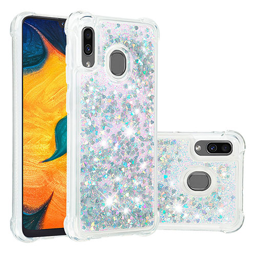 Silicone Candy Rubber TPU Bling-Bling Soft Case Cover S01 for Samsung Galaxy M10S Silver