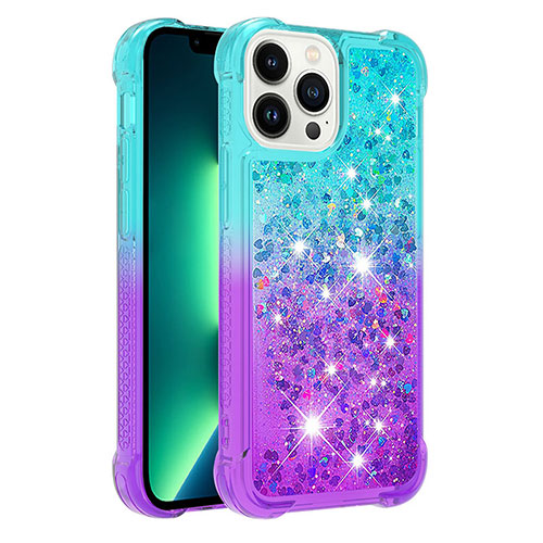 Silicone Candy Rubber TPU Bling-Bling Soft Case Cover S02 for Apple iPhone 13 Pro Max Sky Blue
