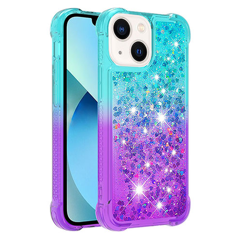Silicone Candy Rubber TPU Bling-Bling Soft Case Cover S02 for Apple iPhone 13 Sky Blue