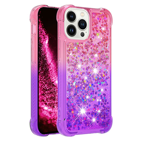 Silicone Candy Rubber TPU Bling-Bling Soft Case Cover S02 for Apple iPhone 14 Pro Hot Pink