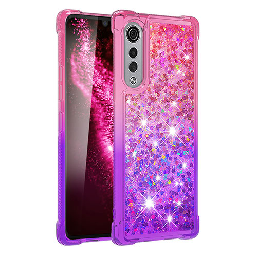 Silicone Candy Rubber TPU Bling-Bling Soft Case Cover S02 for LG Velvet 4G Hot Pink