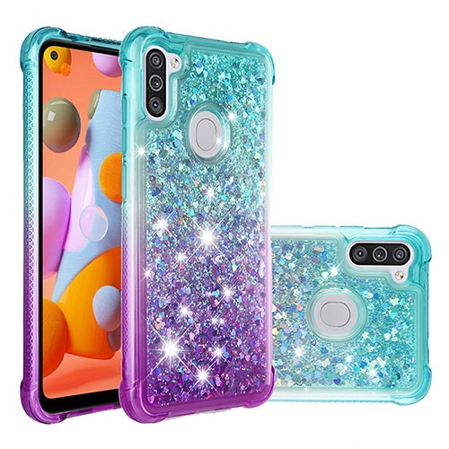 Silicone Candy Rubber TPU Bling-Bling Soft Case Cover S02 for Samsung Galaxy A11 Sky Blue