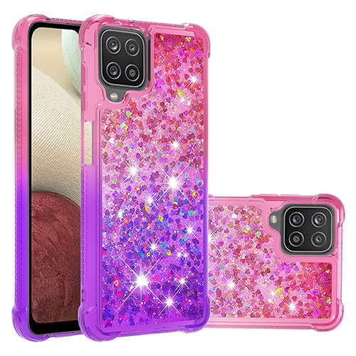 Silicone Candy Rubber TPU Bling-Bling Soft Case Cover S02 for Samsung Galaxy A12 Hot Pink