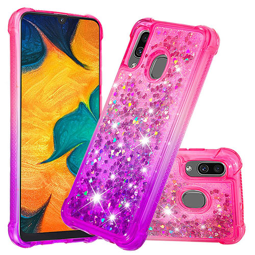 Silicone Candy Rubber TPU Bling-Bling Soft Case Cover S02 for Samsung Galaxy A30 Hot Pink