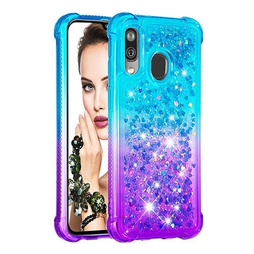 Silicone Candy Rubber TPU Bling-Bling Soft Case Cover S02 for Samsung Galaxy A40 Sky Blue