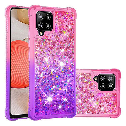 Silicone Candy Rubber TPU Bling-Bling Soft Case Cover S02 for Samsung Galaxy A42 5G Hot Pink