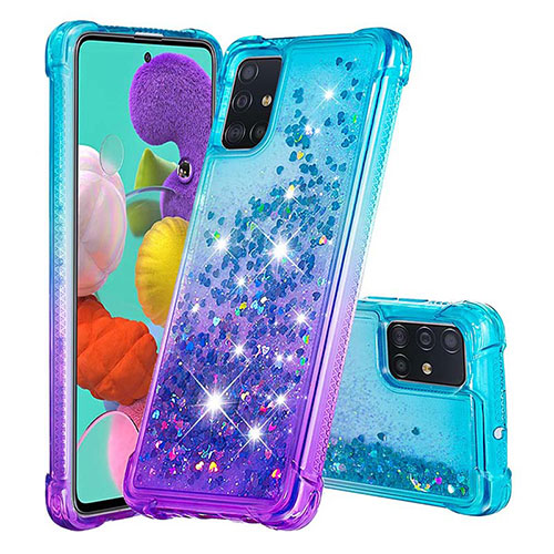 Silicone Candy Rubber TPU Bling-Bling Soft Case Cover S02 for Samsung Galaxy A51 4G Sky Blue