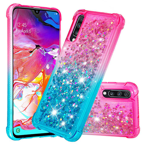 Silicone Candy Rubber TPU Bling-Bling Soft Case Cover S02 for Samsung Galaxy A70 Pink