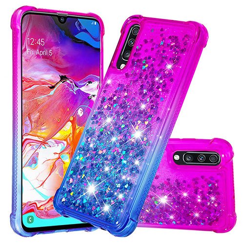 Silicone Candy Rubber TPU Bling-Bling Soft Case Cover S02 for Samsung Galaxy A70 Purple