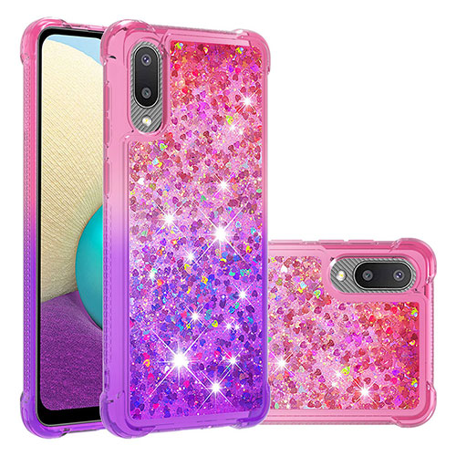 Silicone Candy Rubber TPU Bling-Bling Soft Case Cover S02 for Samsung Galaxy M02 Hot Pink