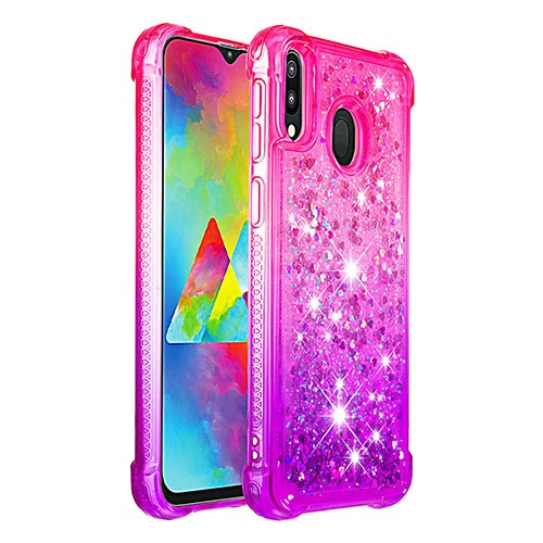 Silicone Candy Rubber TPU Bling-Bling Soft Case Cover S02 for Samsung Galaxy M20 Hot Pink