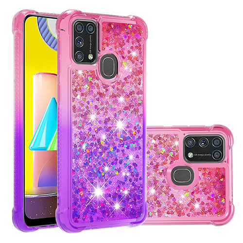 Silicone Candy Rubber TPU Bling-Bling Soft Case Cover S02 for Samsung Galaxy M21s Hot Pink