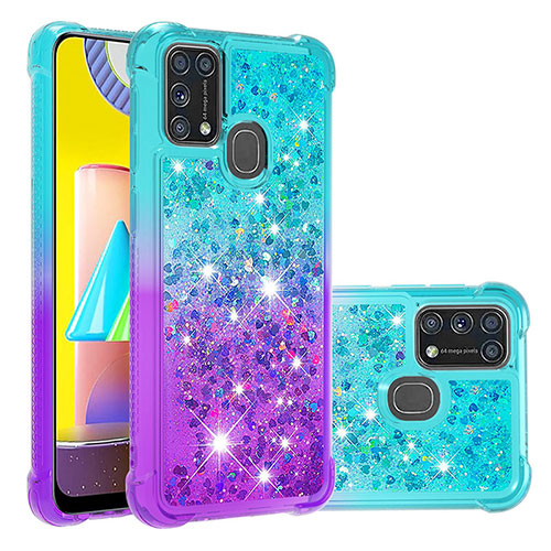 Silicone Candy Rubber TPU Bling-Bling Soft Case Cover S02 for Samsung Galaxy M21s Sky Blue