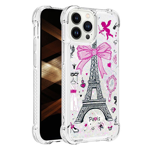 Silicone Candy Rubber TPU Bling-Bling Soft Case Cover S03 for Apple iPhone 14 Pro Rose Gold