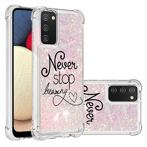 Silicone Candy Rubber TPU Bling-Bling Soft Case Cover S03 for Samsung Galaxy A02s Pink