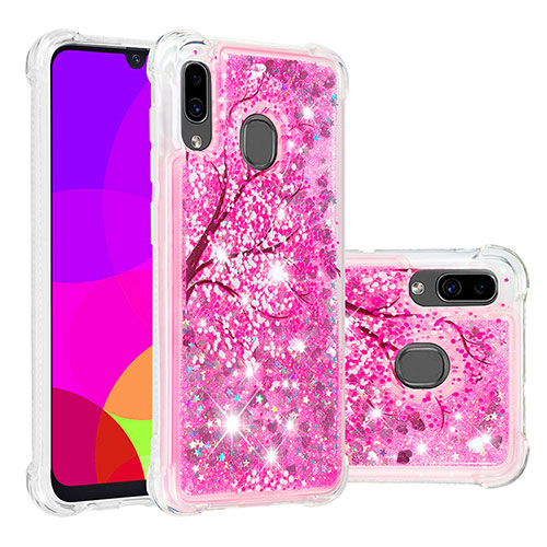 Silicone Candy Rubber TPU Bling-Bling Soft Case Cover S03 for Samsung Galaxy A20 Hot Pink