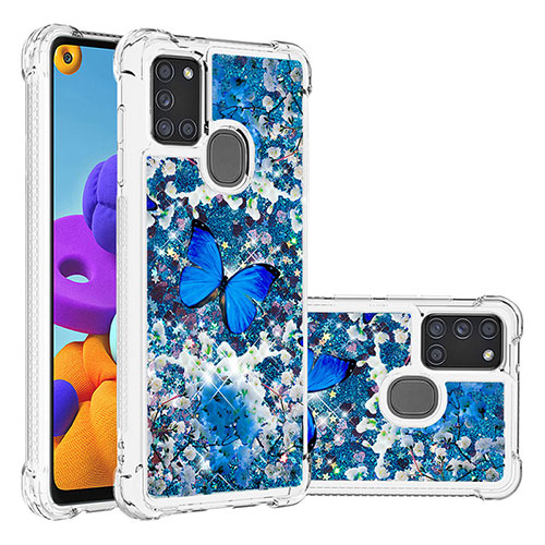 Silicone Candy Rubber TPU Bling-Bling Soft Case Cover S03 for Samsung Galaxy A21s Blue