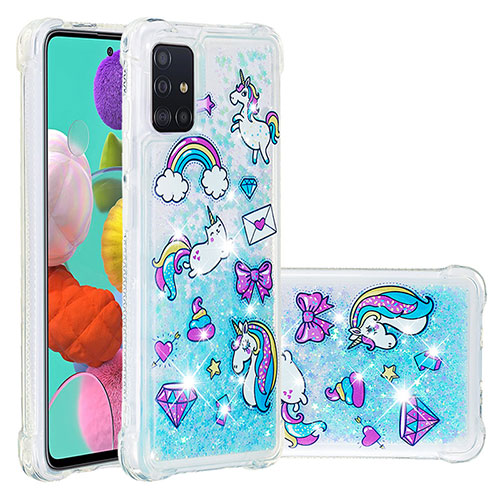 Silicone Candy Rubber TPU Bling-Bling Soft Case Cover S03 for Samsung Galaxy A51 4G Sky Blue