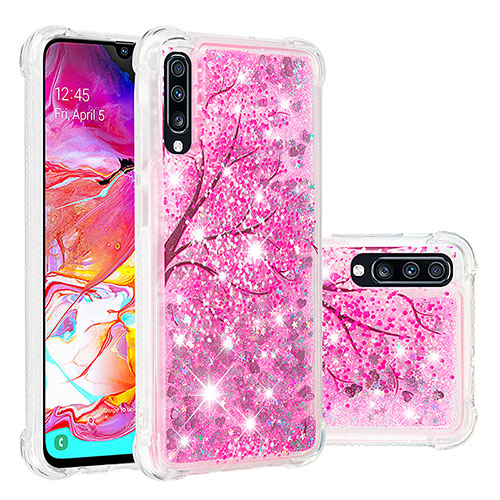 Silicone Candy Rubber TPU Bling-Bling Soft Case Cover S03 for Samsung Galaxy A70 Hot Pink