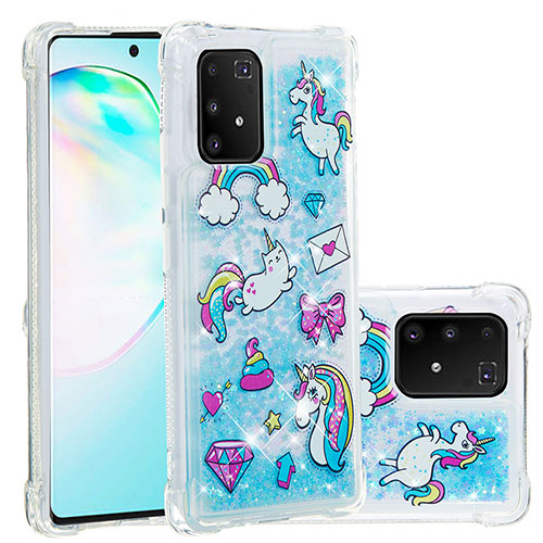 Silicone Candy Rubber TPU Bling-Bling Soft Case Cover S03 for Samsung Galaxy A91 Sky Blue