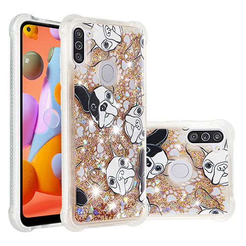 Silicone Candy Rubber TPU Bling-Bling Soft Case Cover S04 for Samsung Galaxy A11 Gold