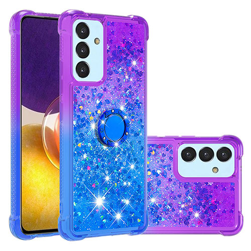 Silicone Candy Rubber TPU Bling-Bling Soft Case Cover with Finger Ring Stand S02 for Samsung Galaxy M34 5G Purple