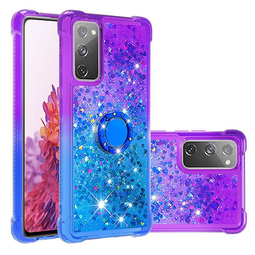 Silicone Candy Rubber TPU Bling-Bling Soft Case Cover with Finger Ring Stand S02 for Samsung Galaxy S20 FE (2022) 5G Purple