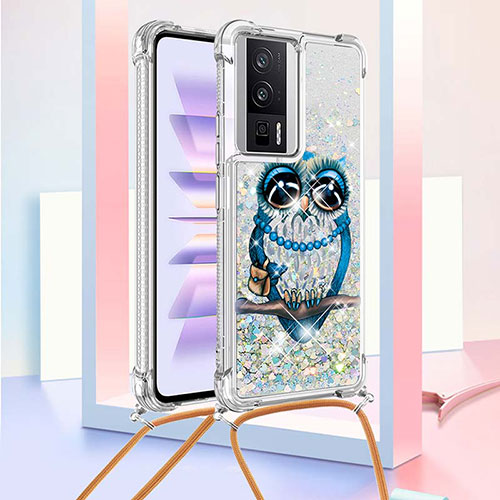 Silicone Candy Rubber TPU Bling-Bling Soft Case Cover with Lanyard Strap S02 for Xiaomi Poco F5 Pro 5G Mixed