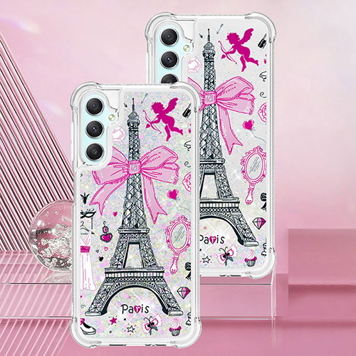 Silicone Candy Rubber TPU Bling-Bling Soft Case Cover YB1 for Samsung Galaxy A25 5G Rose Gold