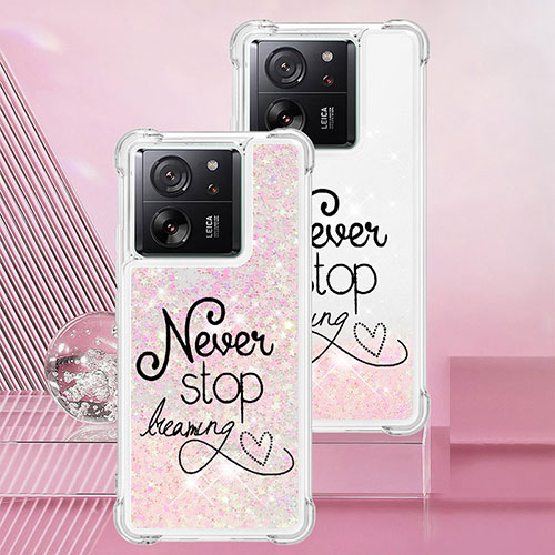 Silicone Candy Rubber TPU Bling-Bling Soft Case Cover YB1 for Xiaomi Mi 13T Pro 5G Rose Gold