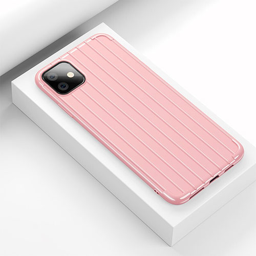 Silicone Candy Rubber TPU Line Soft Case Cover C01 for Apple iPhone 11 Pink