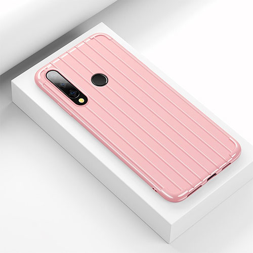 Silicone Candy Rubber TPU Line Soft Case Cover C01 for Huawei Honor 20 Lite Pink