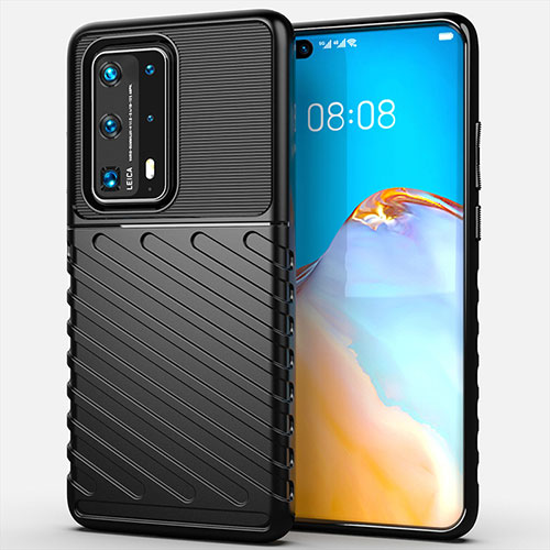 Silicone Candy Rubber TPU Line Soft Case Cover C01 for Huawei P40 Pro+ Plus Black