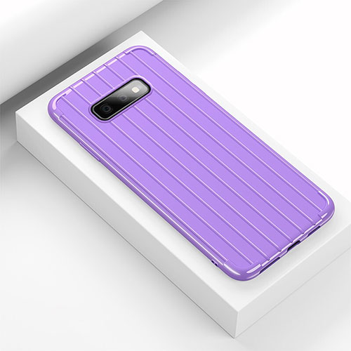 Silicone Candy Rubber TPU Line Soft Case Cover C01 for Samsung Galaxy S10e Purple