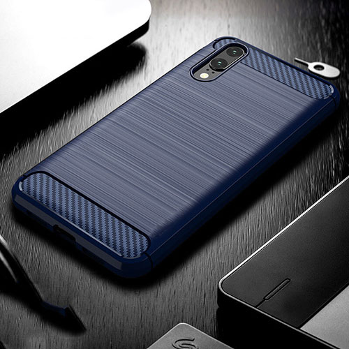 Silicone Candy Rubber TPU Line Soft Case Cover C02 for Huawei P20 Blue