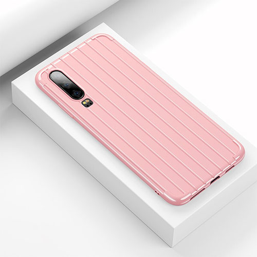 Silicone Candy Rubber TPU Line Soft Case Cover C02 for Huawei P30 Pink