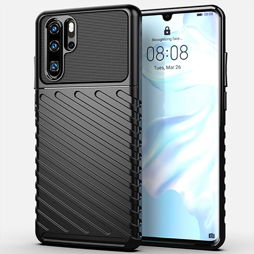 Silicone Candy Rubber TPU Line Soft Case Cover C03 for Huawei P30 Pro Black