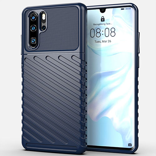 Silicone Candy Rubber TPU Line Soft Case Cover C03 for Huawei P30 Pro New Edition Blue