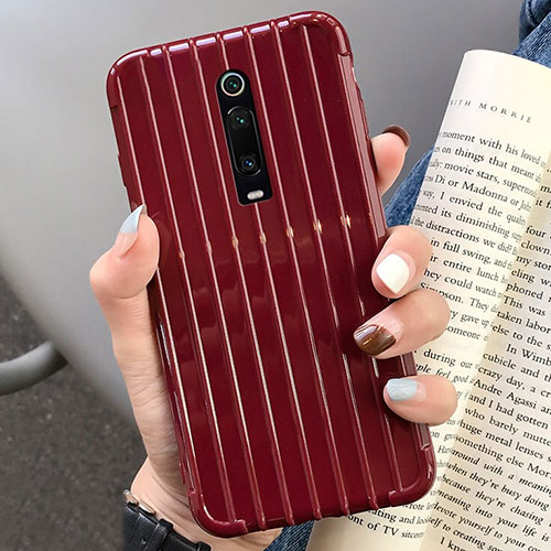 Silicone Candy Rubber TPU Line Soft Case Cover C03 for Xiaomi Mi 9T Pro Red Wine