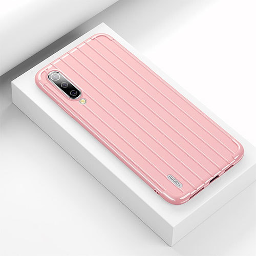 Silicone Candy Rubber TPU Line Soft Case Cover C03 for Xiaomi Mi A3 Pink