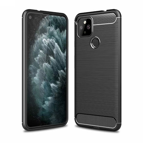 Silicone Candy Rubber TPU Line Soft Case Cover for Google Pixel 4a 5G Black