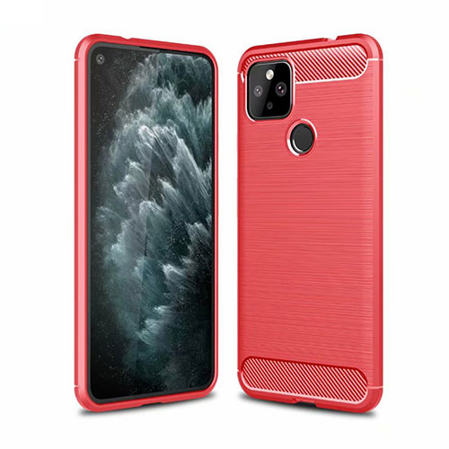 Silicone Candy Rubber TPU Line Soft Case Cover for Google Pixel 4a 5G Red