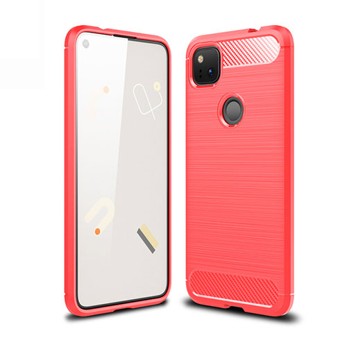 Silicone Candy Rubber TPU Line Soft Case Cover for Google Pixel 4a Red