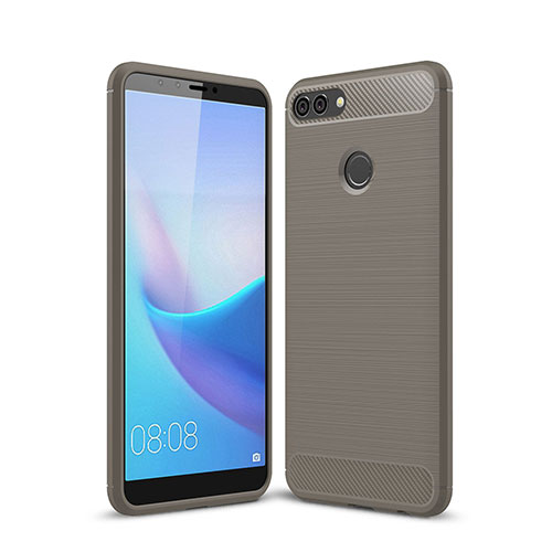 Silicone Candy Rubber TPU Line Soft Case Cover for Huawei Enjoy 8 Plus Gray