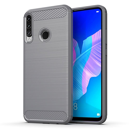 Silicone Candy Rubber TPU Line Soft Case Cover for Huawei P40 Lite E Gray
