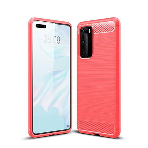 Silicone Candy Rubber TPU Line Soft Case Cover for Huawei P40 Pro Red