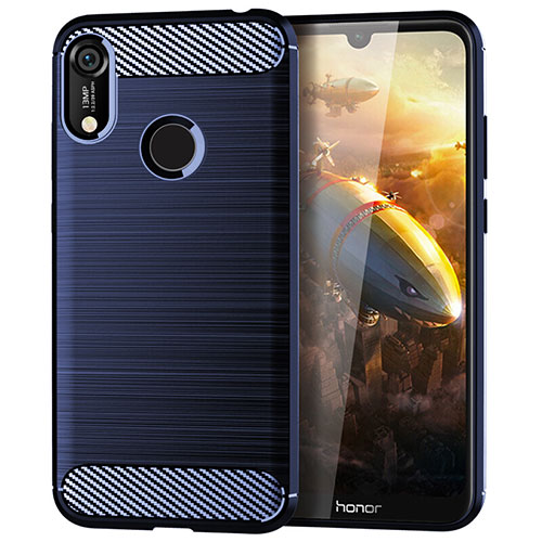 Silicone Candy Rubber TPU Line Soft Case Cover for Huawei Y6 (2019) Blue