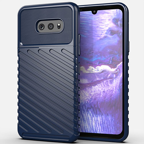 Silicone Candy Rubber TPU Line Soft Case Cover for LG G8X ThinQ Blue