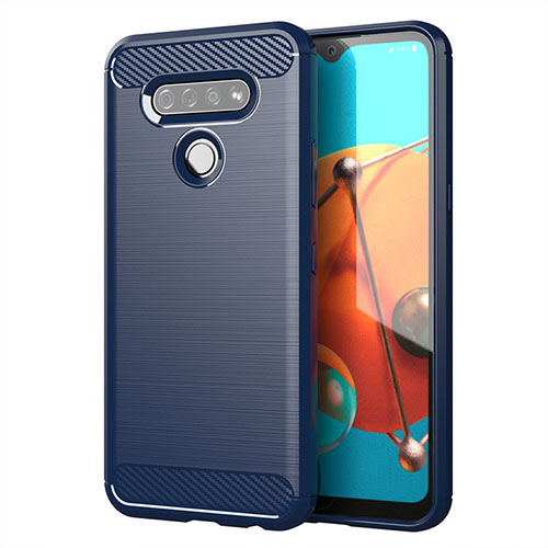 Silicone Candy Rubber TPU Line Soft Case Cover for LG K51 Blue