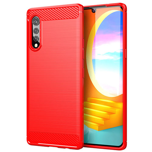 Silicone Candy Rubber TPU Line Soft Case Cover for LG Velvet 4G Red